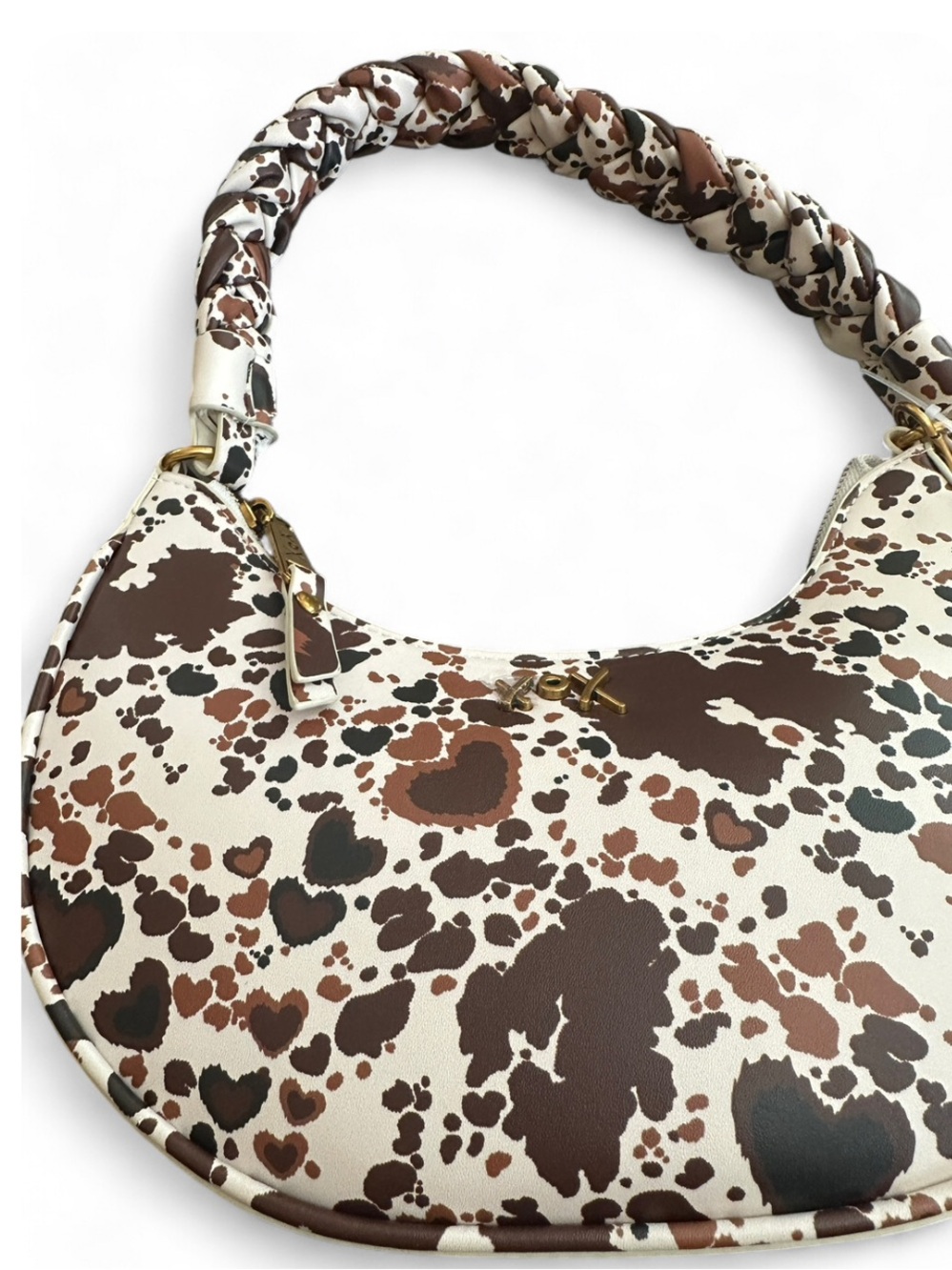 NWT Crescent Animal Print Shoulder Bag, Braided Strap - Picture 4 of 6